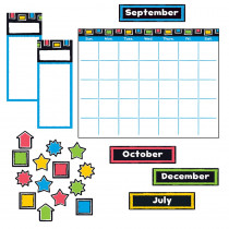 T-8392 - Bold Strokes Wipeoff Calendar Bulletin Board Set in Classroom Theme