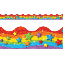 T-92332 - Rainbow & Stars Trimmers Scalloped Edge 12/Pk 2.25 X 39 Total in Border/trimmer