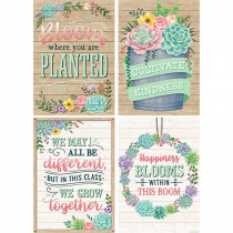 Rustic Bloom Posters, 13-3/8" x 19", Set of 4 - TCR2088537 | Teacher Created Resources | Classroom Theme