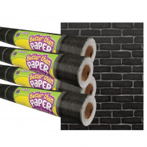 Black Brick Better Than Paper Bulletin Board Roll, 4' x 12', Pack of 4 - TCR32431 | Teacher Created Resources | Bulletin Board & Kraft Rolls
