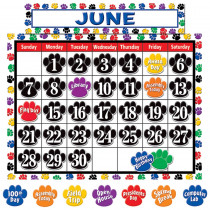 TCR4328 - Colorful Paw Prints Calendar Bulletin Board Set in Calendars