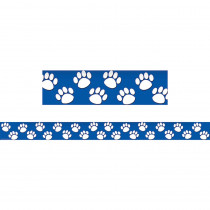TCR4620 - Blue With White Paw Prints Straight Border Trim in Border/trimmer