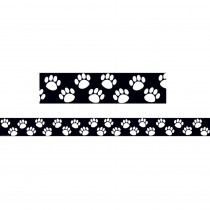 TCR4642 - Black With White Paw Prints Border Trim in Border/trimmer