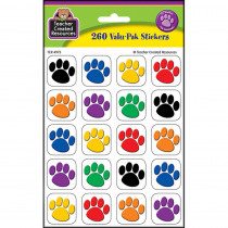 TCR4973 - Colorful Paw Print Stickers Value Pack in Stickers