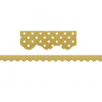 TCR5610 - Gold Plka Dot Scalloped Border Trim Confetti in Border/trimmer