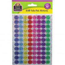 TCR6631 - Mini Happy Faces Sparkle Stickers Valu-Pak in Stickers
