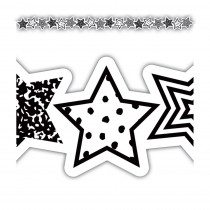 Black and White Stars Die-Cut Border Trim, 35 Feet - TCR6939 | Teacher Created Resources | Border/Trimmer