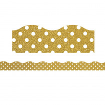 TCR77343 - Border Gold Shimmer W/ Wht Polka Dots Clingy Thingies in Border/trimmer