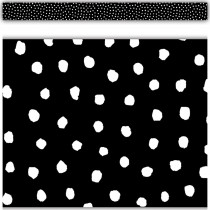White Painted Dots on Black Straight Border Trim, 35 Feet - TCR8341 | Teacher Created Resources | Border/Trimmer
