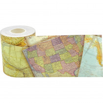 Travel the Map Straight Rolled Border Trim, 50 Feet - TCR8921 | Teacher Created Resources | Border/Trimmer