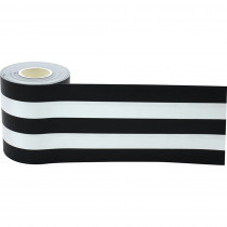 Black & White Stripes Straight Rolled Border Trim, 50 Feet - TCR8922 | Teacher Created Resources | Border/Trimmer