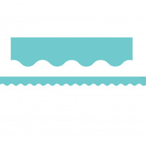 Light Turquoise Scalloped Rolled Border Trim, 50' - TCR8934 | Teacher Created Resources | Border/Trimmer