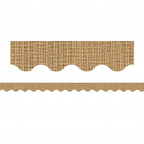 Burlap Scalloped Rolled Border Trim, 50' - TCR8956 | Teacher Created Resources | Border/Trimmer