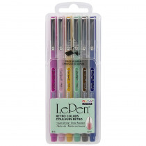 LePen Micro-Fine Point Pen, Retro, 6 Colors - UCH43006R | Uchida Of America, Corp | Pens