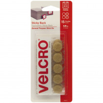 VEC90071 - Sticky Back 5/8In Circles Beige 15 Pack in Velcro