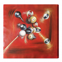 Billiard Balls in Motion w/Cue Oil Painting on Canvas