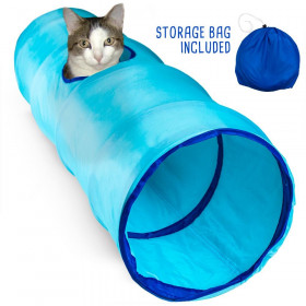 20 Blue Krinkle Cat Tunnel with Peek Hole and Storage Bag"