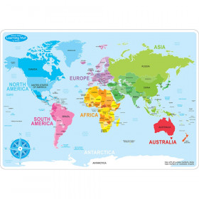 Smart Poly Learning Mat, 12" x 17", Double-Sided, World Basic Map