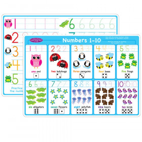 Smart Poly Learning Mat, 12" x 17", Double-Sided, Numbers 1-10