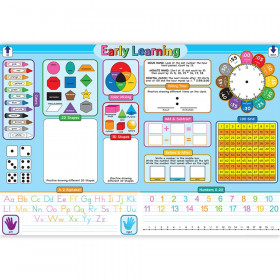 Placemat Studio Smart Poly Early Learning Education Basics Learning Placemat, 13" x 19", Single Sided, Pack of 10