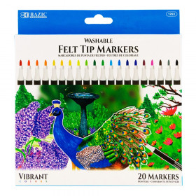 Felt Tip Washable Markers, 20 Colors