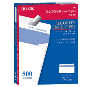 BAZIC #10 Self-Seal Security Envelopes, Pack of 500