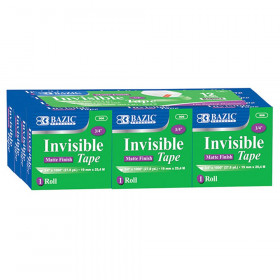 BAZIC Tape Refill, Invisible Tape, 3/4" x 1000", 12 Rolls