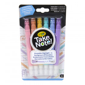 Take Note! Erasable Highlighters, Pastel Party, Pack of 6