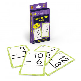 Subtraction 0 to 12 Flash Cards, 54 Cards