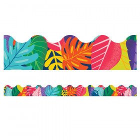 One World Colorful Leaves Scalloped Border, 39'