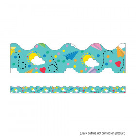 Paper Airplanes Scalloped Border