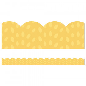 Grow Together Yellow with Painted Dots Scalloped Borders, 39 Feet