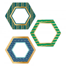 One World Hexagons with Gold Foil Cut-Outs, Pack of 36