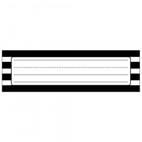 Simply Stylish Black & White Stripe Nameplates, 9.5" x 2.875", Pack of 36
