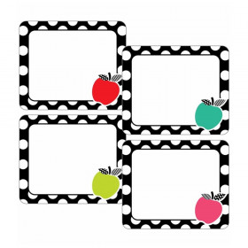 Black, White & Stylish Brights Apple Name Tags, Pack of 40