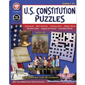 U.S. Constitution Puzzles Workbook, Grades 5-12