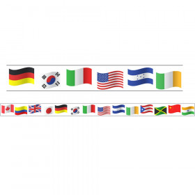 Borders/Trims, Magnetic, Rectangle Cut - 1-1/2" x 24", World Flags Theme, 12/Bag