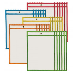Dry Erase Pockets, 9" x 12", Assorted Colors, Set of 30