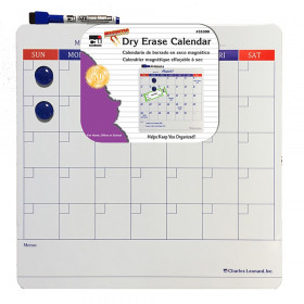Magnetic Dry Erase Calendar - Includes Marker/Eraser and 2 Magnets - 14" x 14" - 6 Each/Shelf Tray