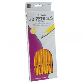 Pencil - #2 Lead - with Eraser, Yellow - 10/Hang Tab Bx