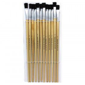 Brushes - Easel Flat - 1/2" - Bristle - 12 Ct