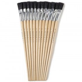 Creative Arts Brushes - Easel Flat - 3/4" Bristle, Black, 12 Ea