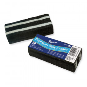Chalk & Whiteboard Eraser, Premium, 6 Black & White Felt Strips, Double-Stitched, Reinforced Backing, 5", 1 Eraser