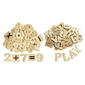 Letters and Numbers, Natural Wood, 1.5", 200 Pieces