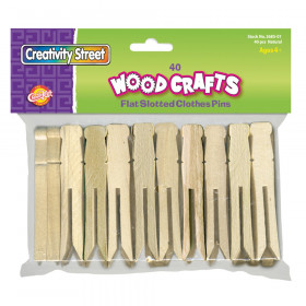 Flat Slotted Clothespins, Natural, 3.75", 40 Pieces