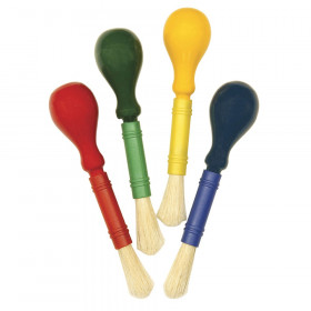Beginner Paint Brushes, Bulb Knob Handles, 4 Assorted Colors, 5.5" Long, 4 Brushes