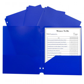C-Line Two-Pocket Poly Portfolio with Three-Hole Punch, Blue, 1EA, 25EA/BX