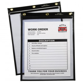Super Heavyweight Plus Shop Ticket Holder, Stitched, Both Sides Clear, Black, 9" x 12", Box of 15