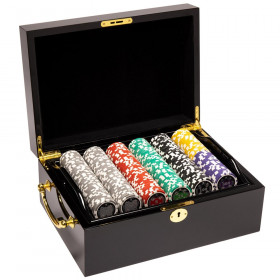 Ace Casino 500pc Poker Chips Set with Mahogany Case