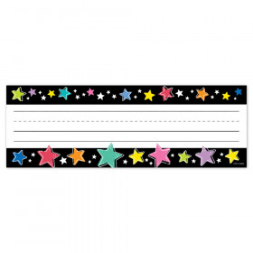 Star Bright Colorful Stars on Black Name Plates, Pack of 36